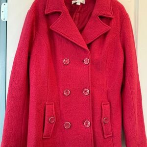 Women's Double-Breasted Hot Pink Coat